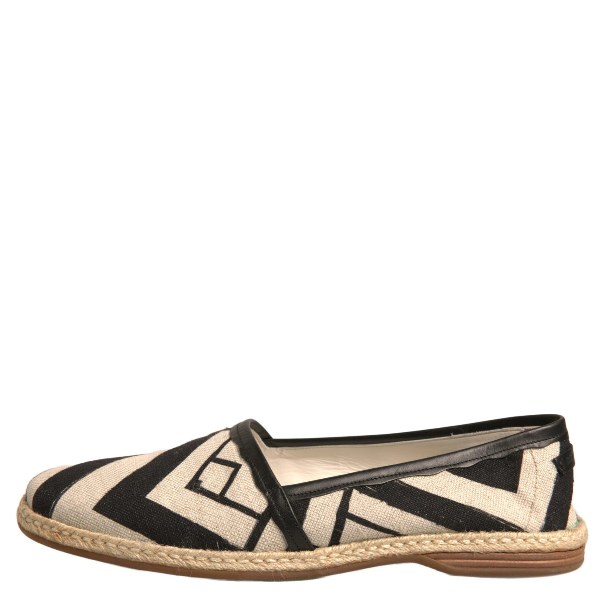 Black White Stripes Slip On Espadrille Shoes
