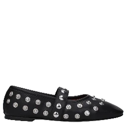 Black Leather Ballet Flats