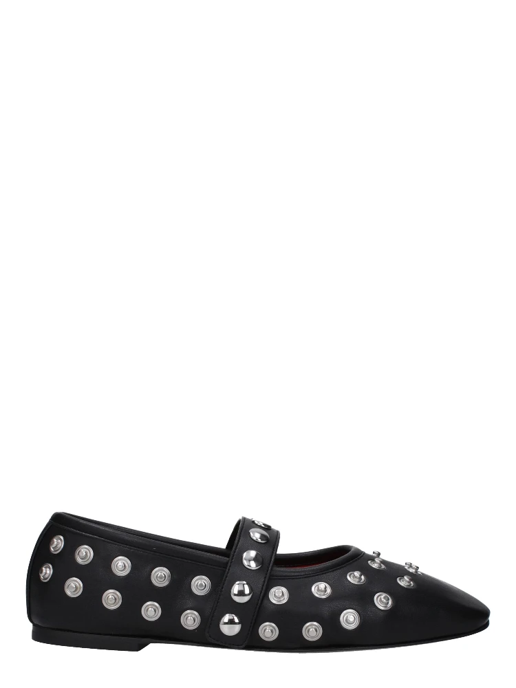 Black Leather Ballet Flats