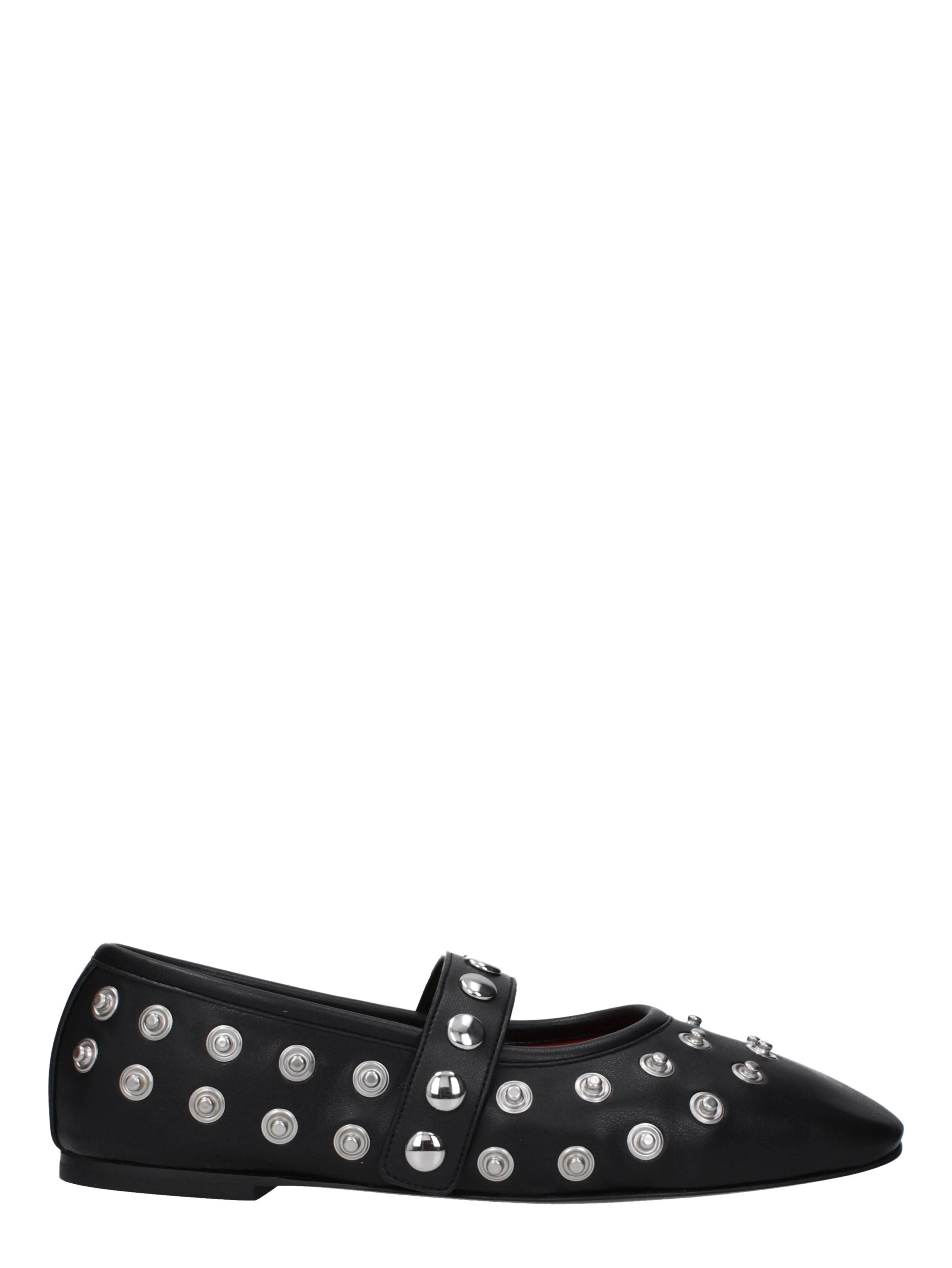 Black Leather Ballet Flats
