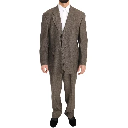 Brown Single Breasted Wool Suit