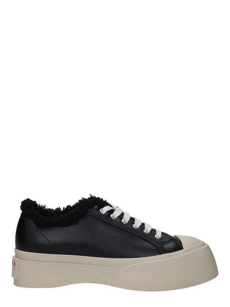 Black Leather Chunky Sneakers