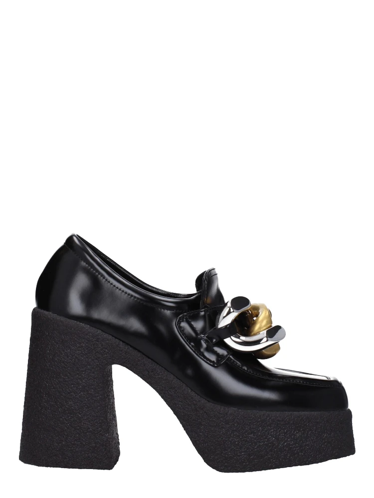 Black Leather Platform Loafers