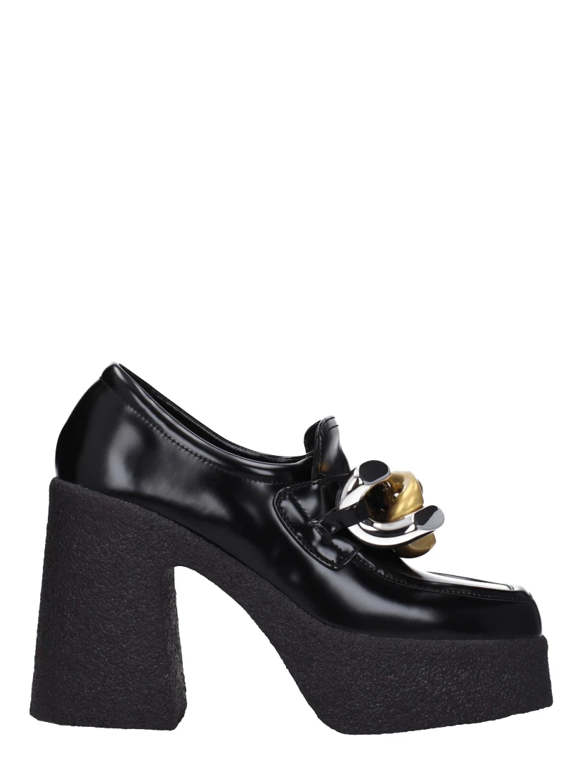 Black Leather Platform Loafers