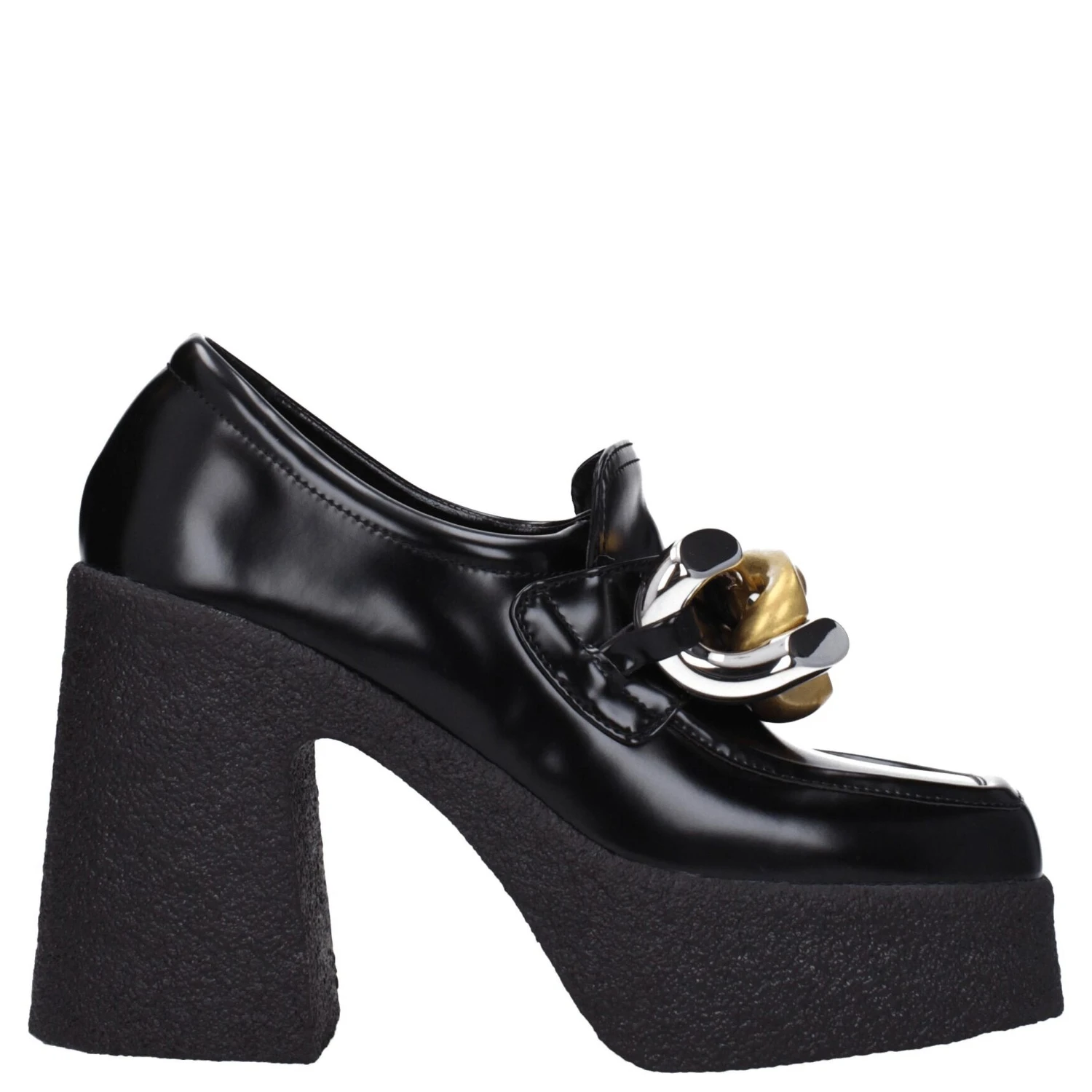 Black Leather Platform Loafers