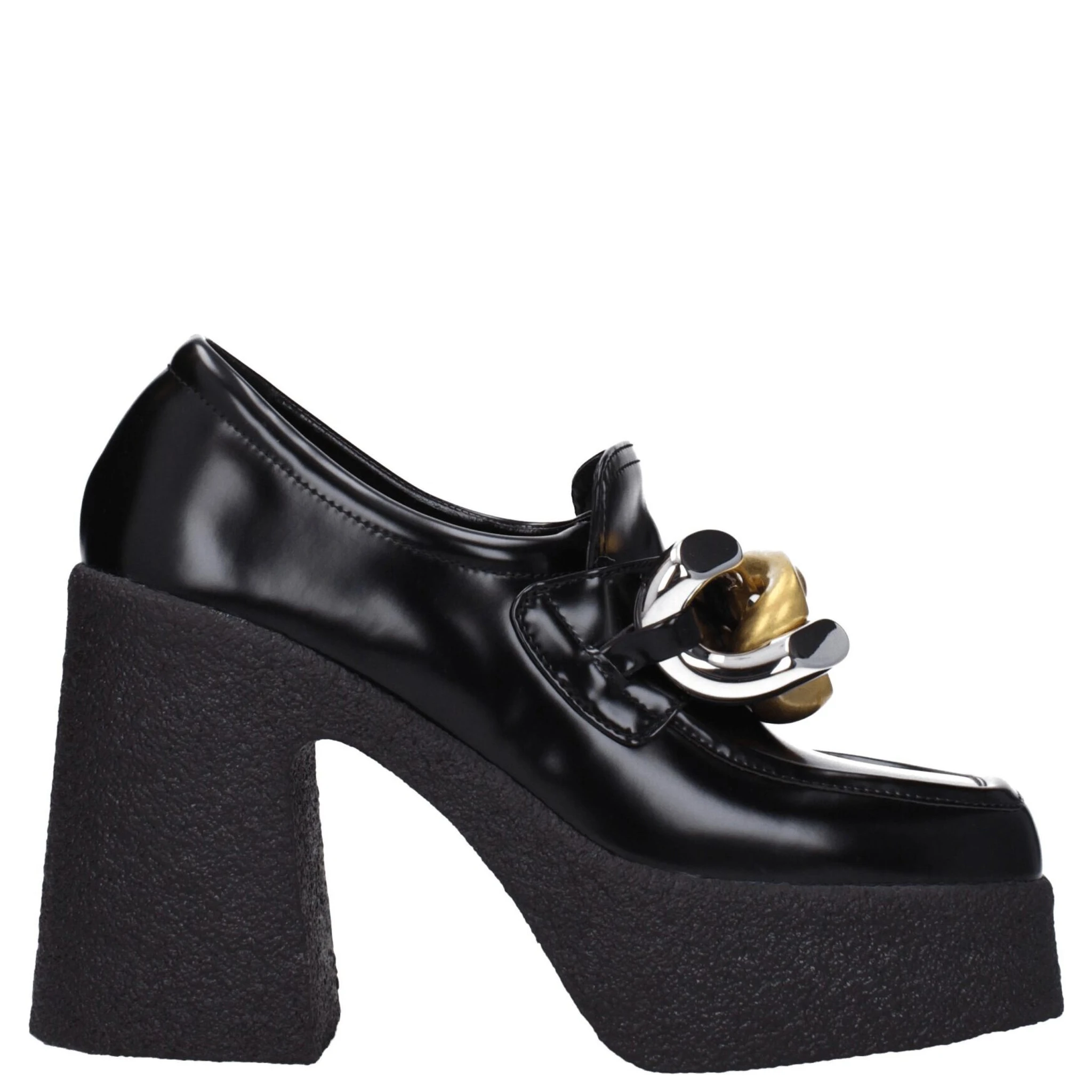 Black Leather Platform Loafers