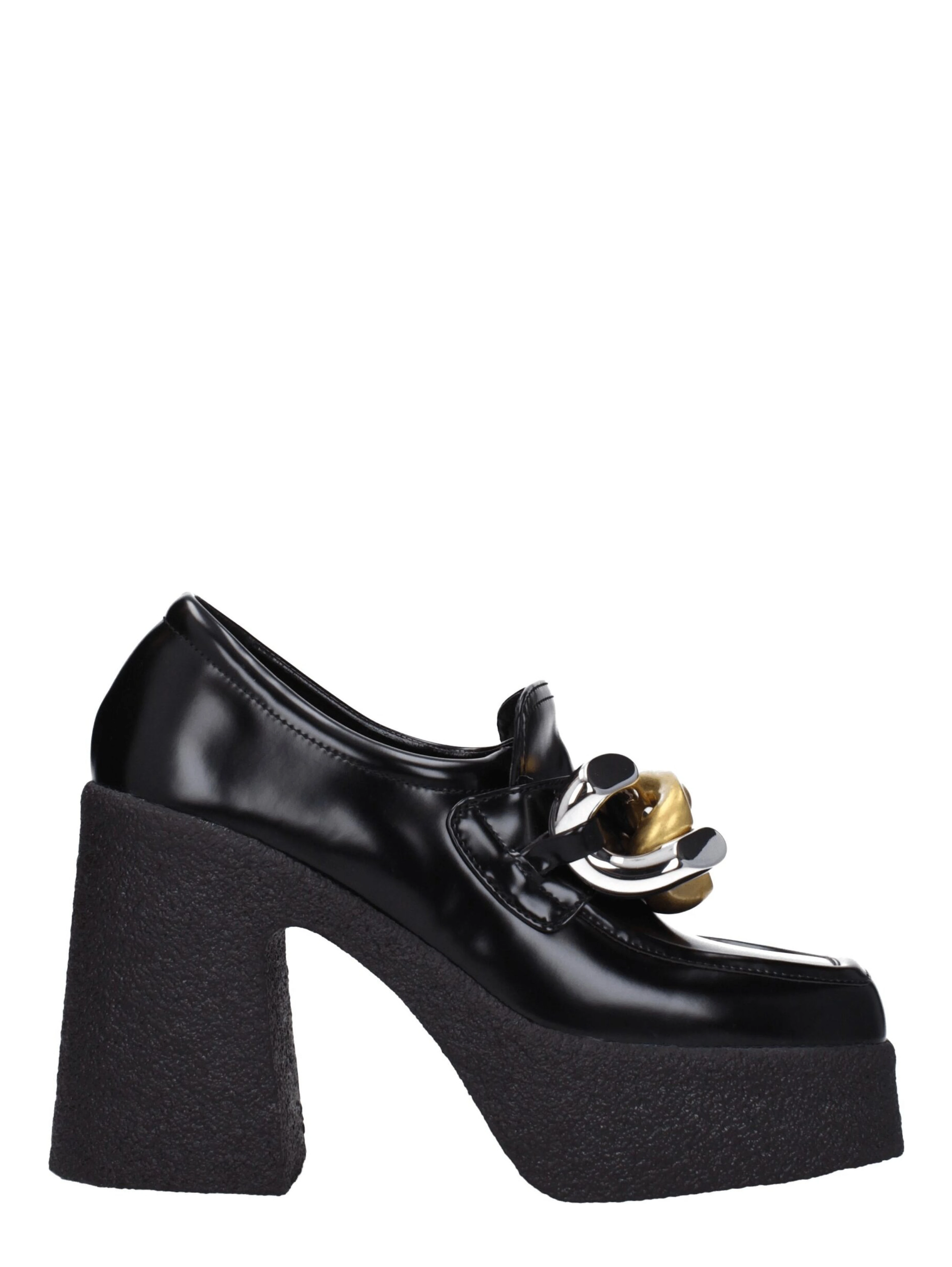 Black Leather Platform Loafers