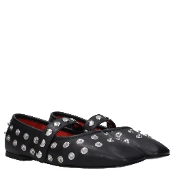 Black Leather Ballet Flats