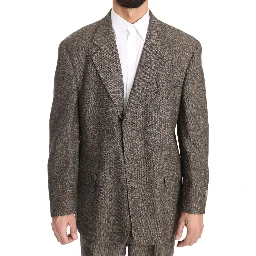 Brown Single Breasted Wool Suit