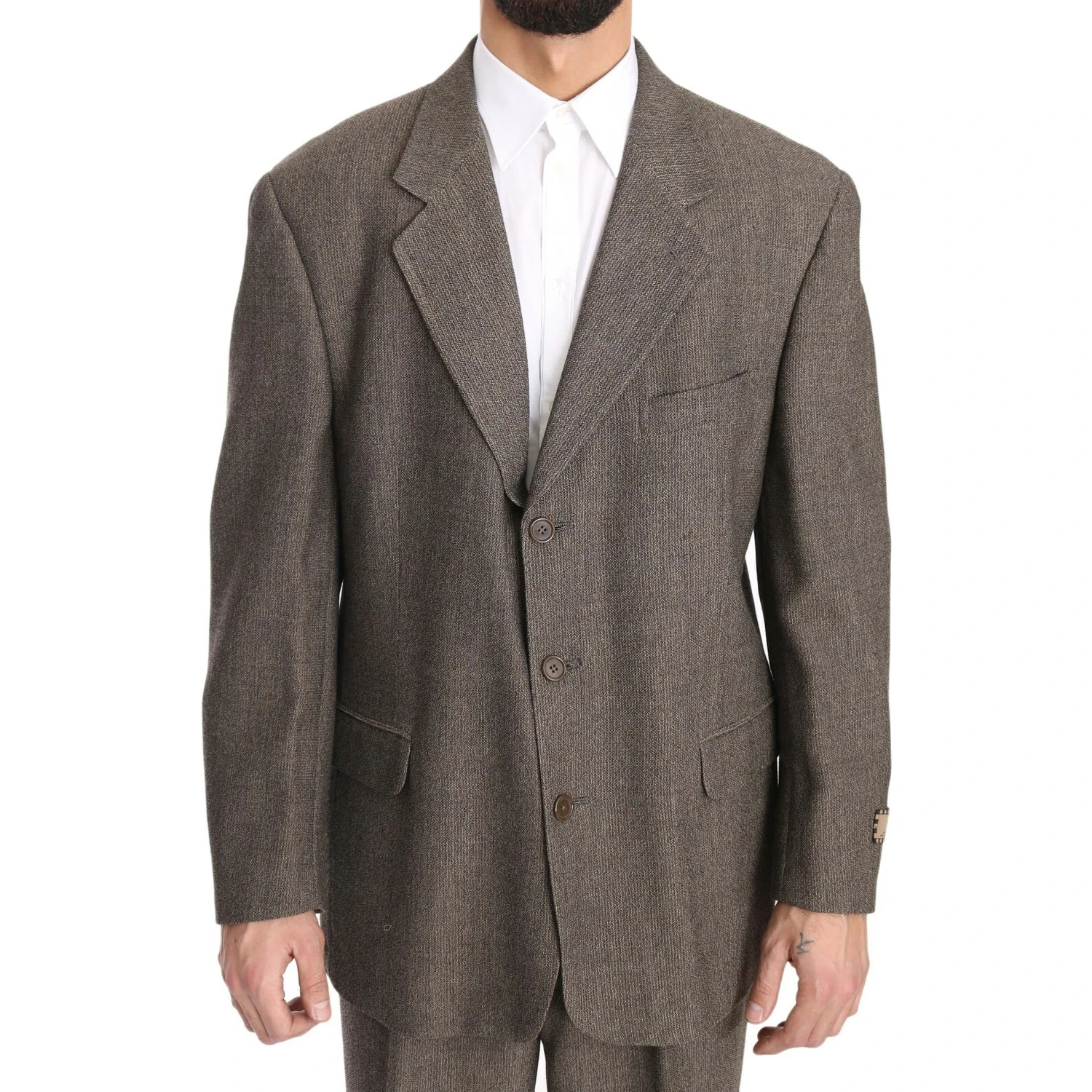 Brown Single Breasted Wool Suit