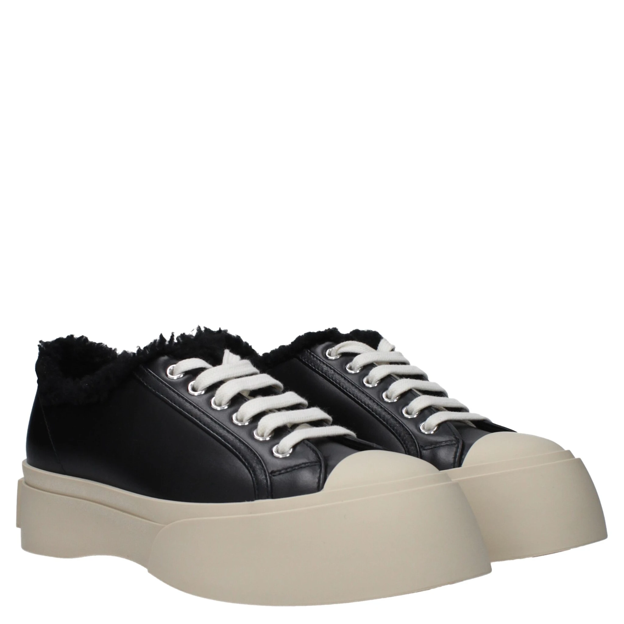 Black Leather Chunky Sneakers