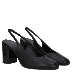 Black Leather High Heel Pumps
