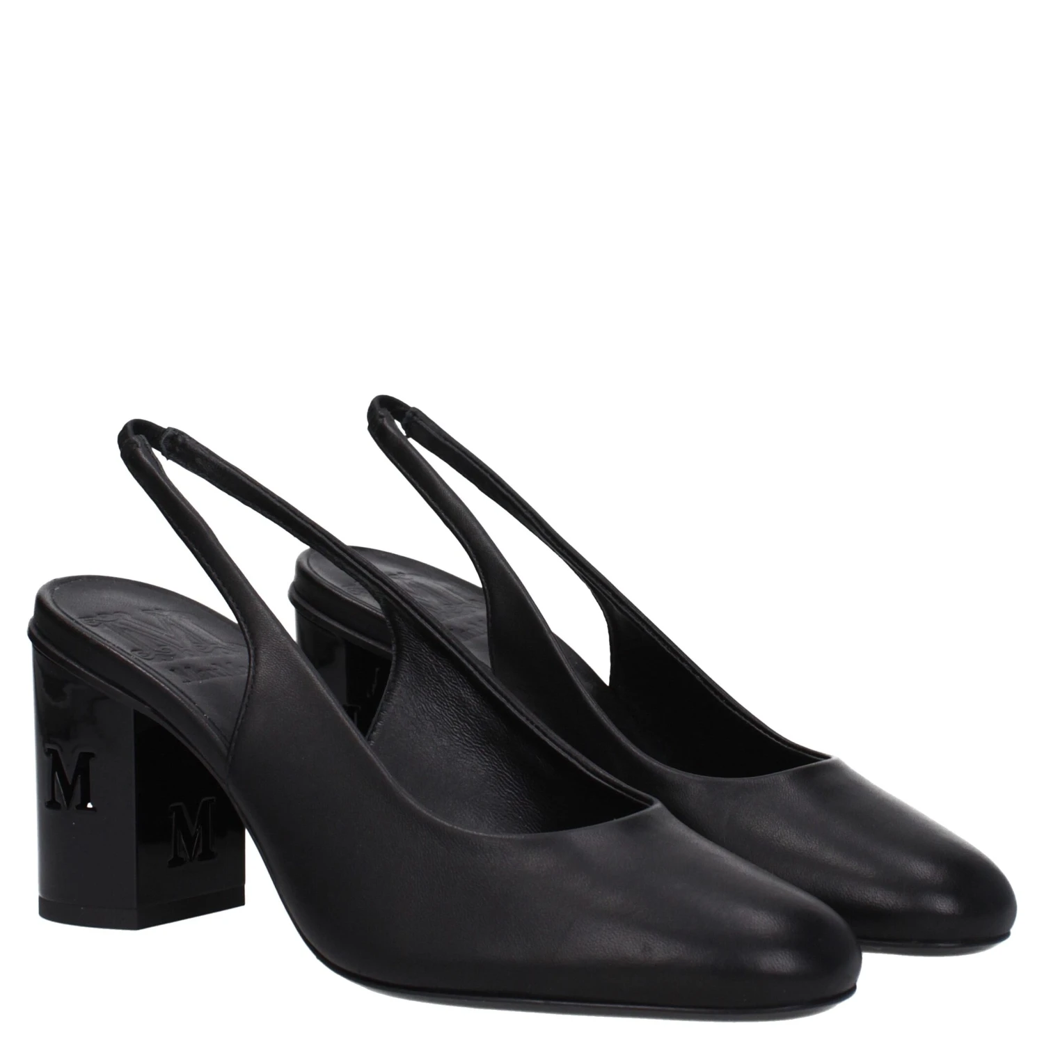 Black Leather High Heel Pumps