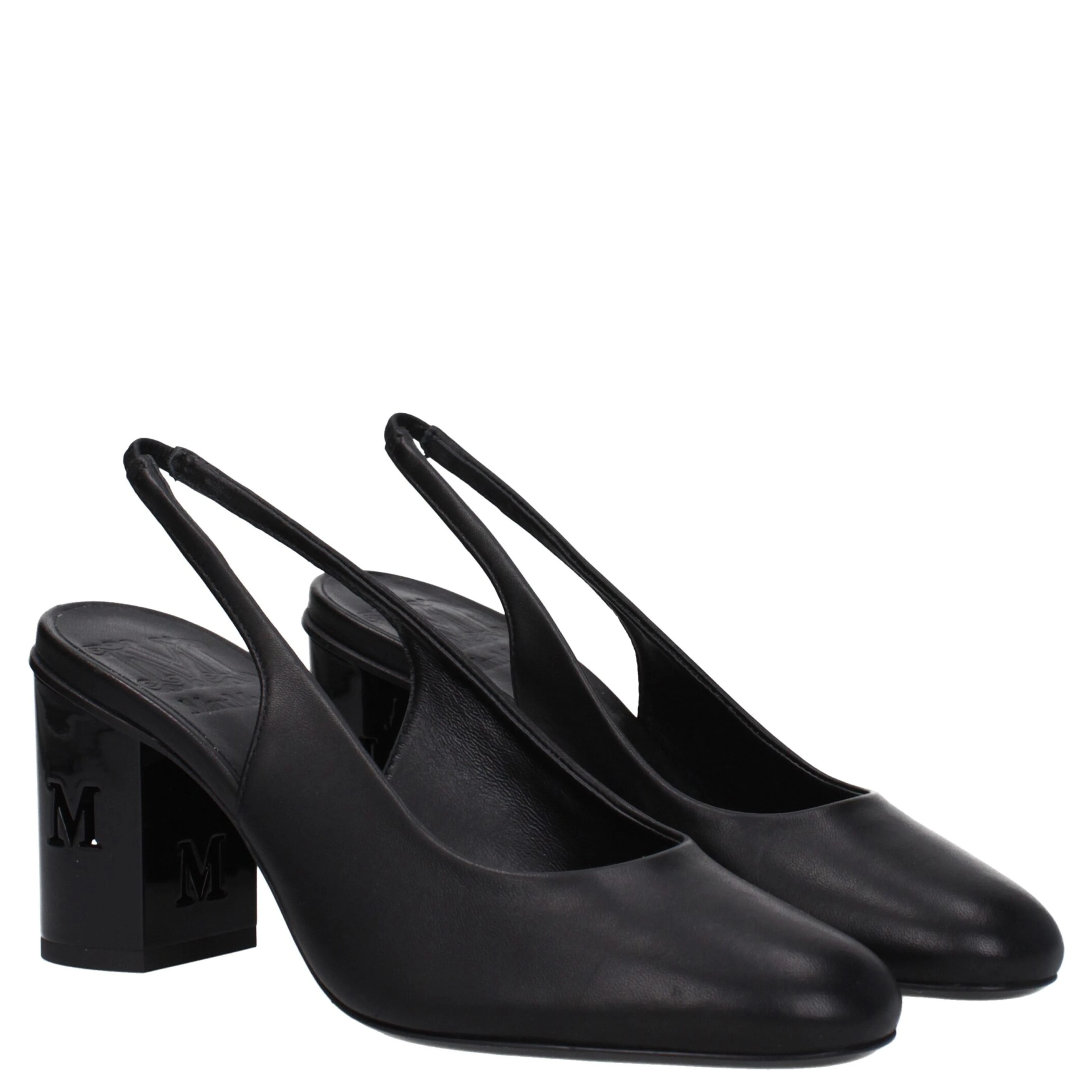 Black Leather High Heel Pumps