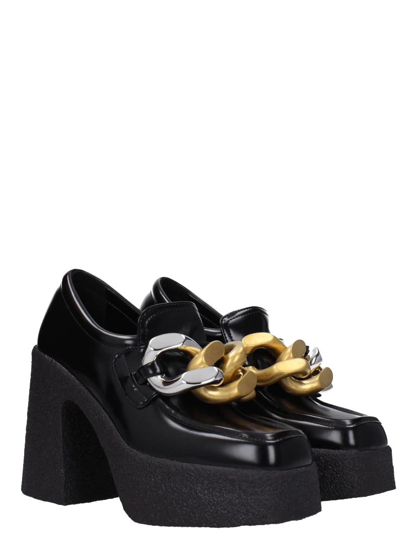 Black Leather Platform Loafers