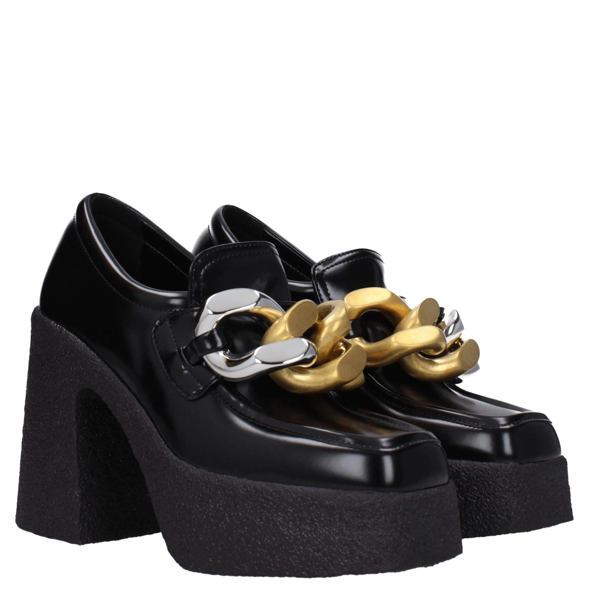 Black Leather Platform Loafers