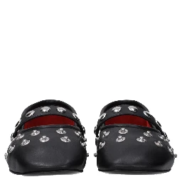 Black Leather Ballet Flats