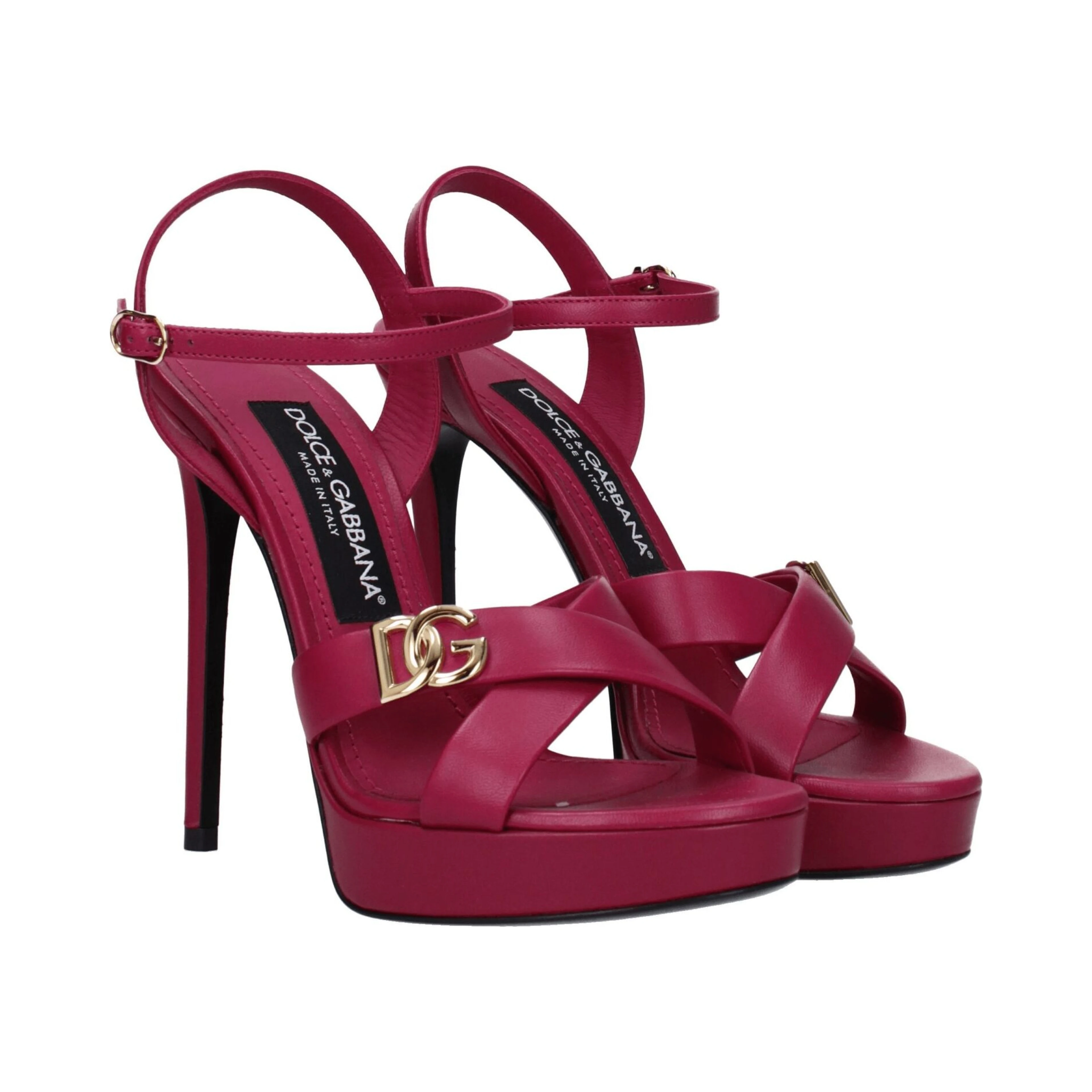 Pink Leather Platform Sandals