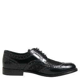 Black Leather Floral Lace Dress Formal Shoes