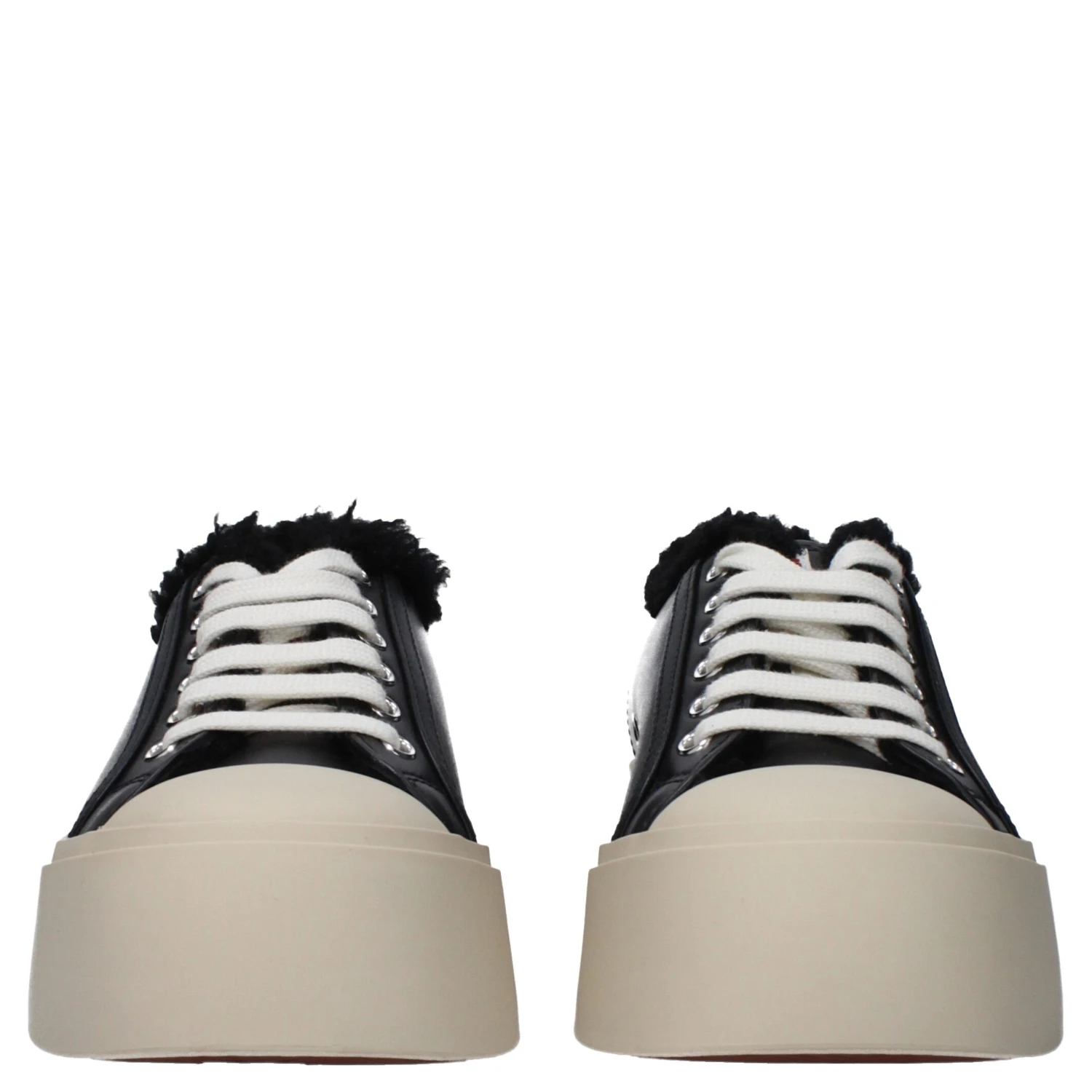 Black Leather Chunky Sneakers