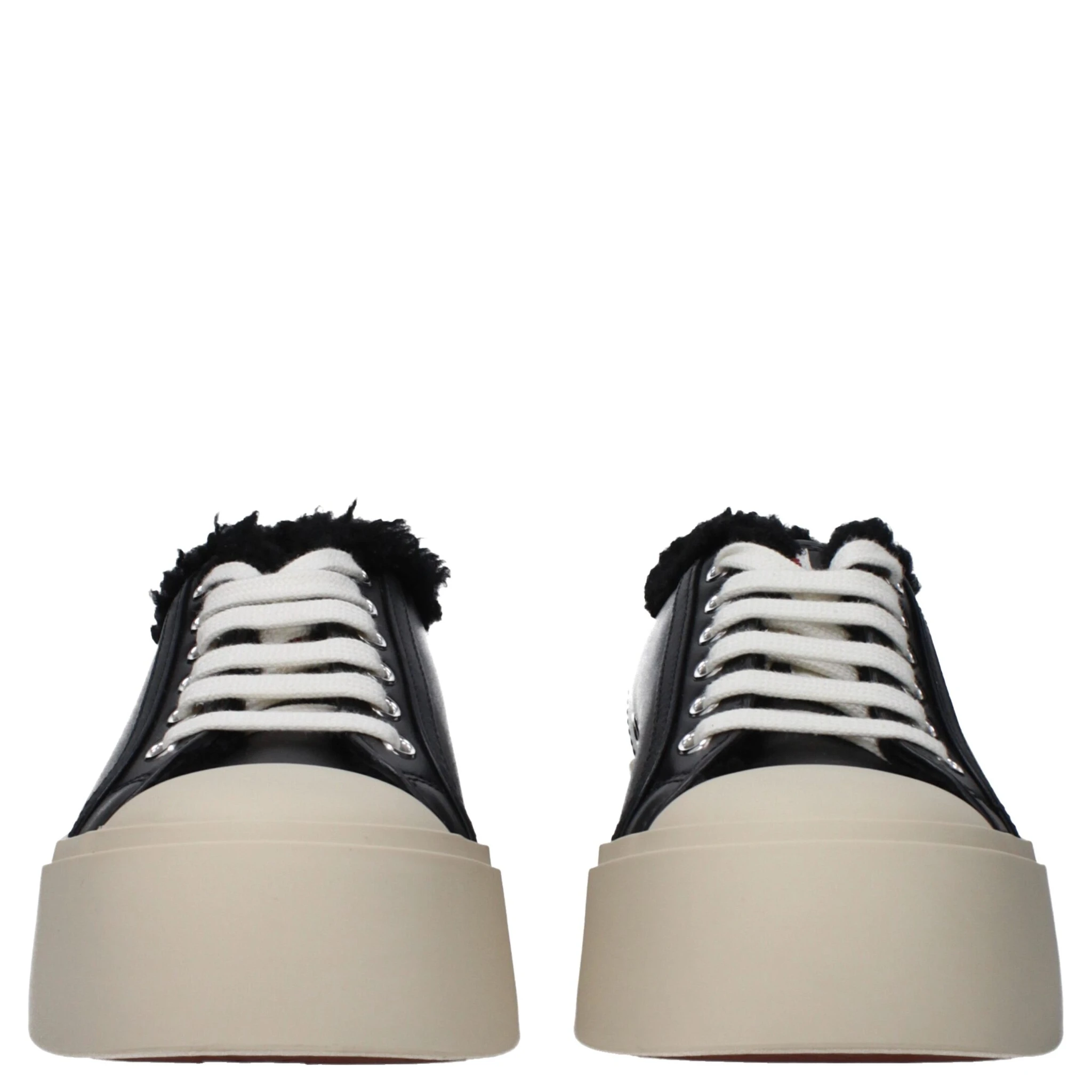 Black Leather Chunky Sneakers