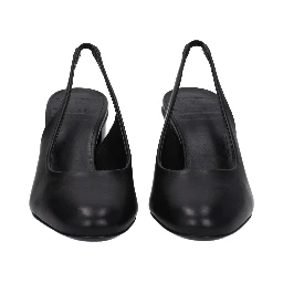 Black Leather High Heel Pumps