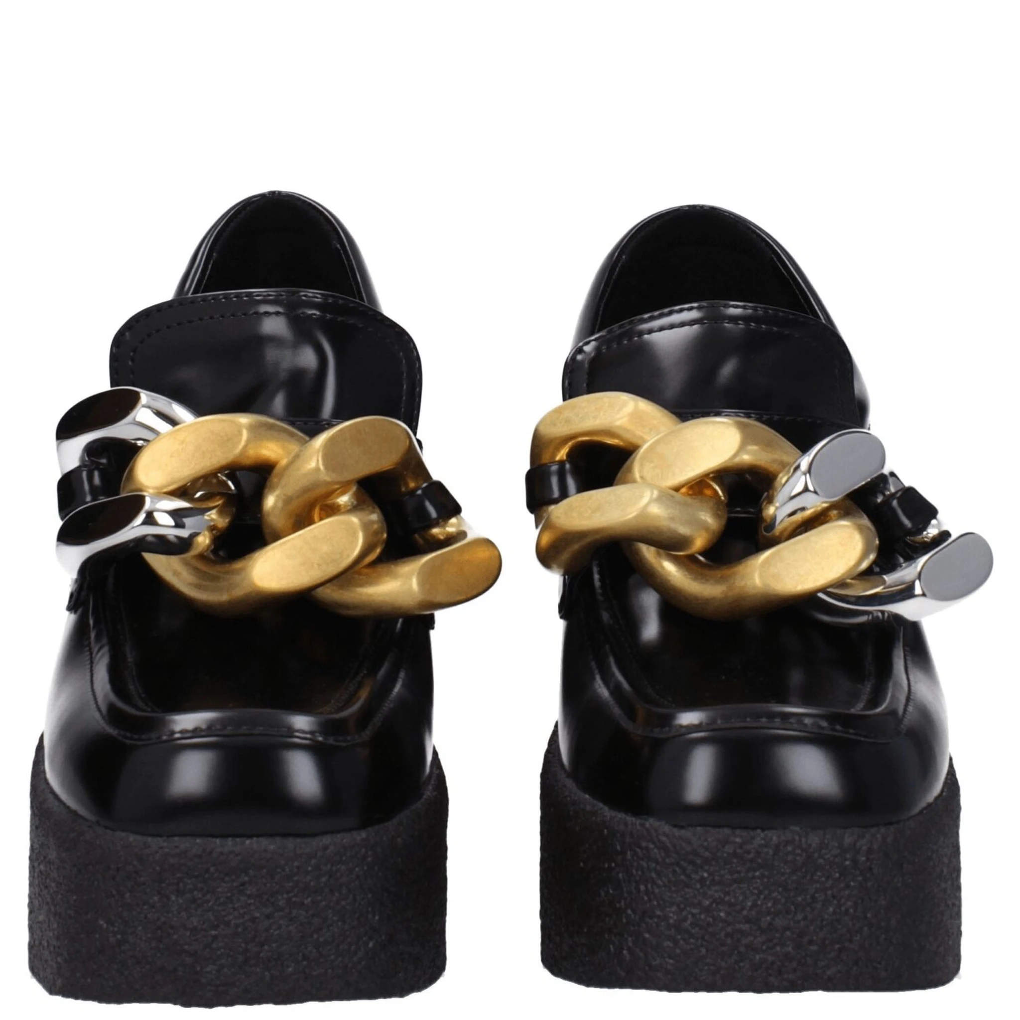 Black Leather Platform Loafers