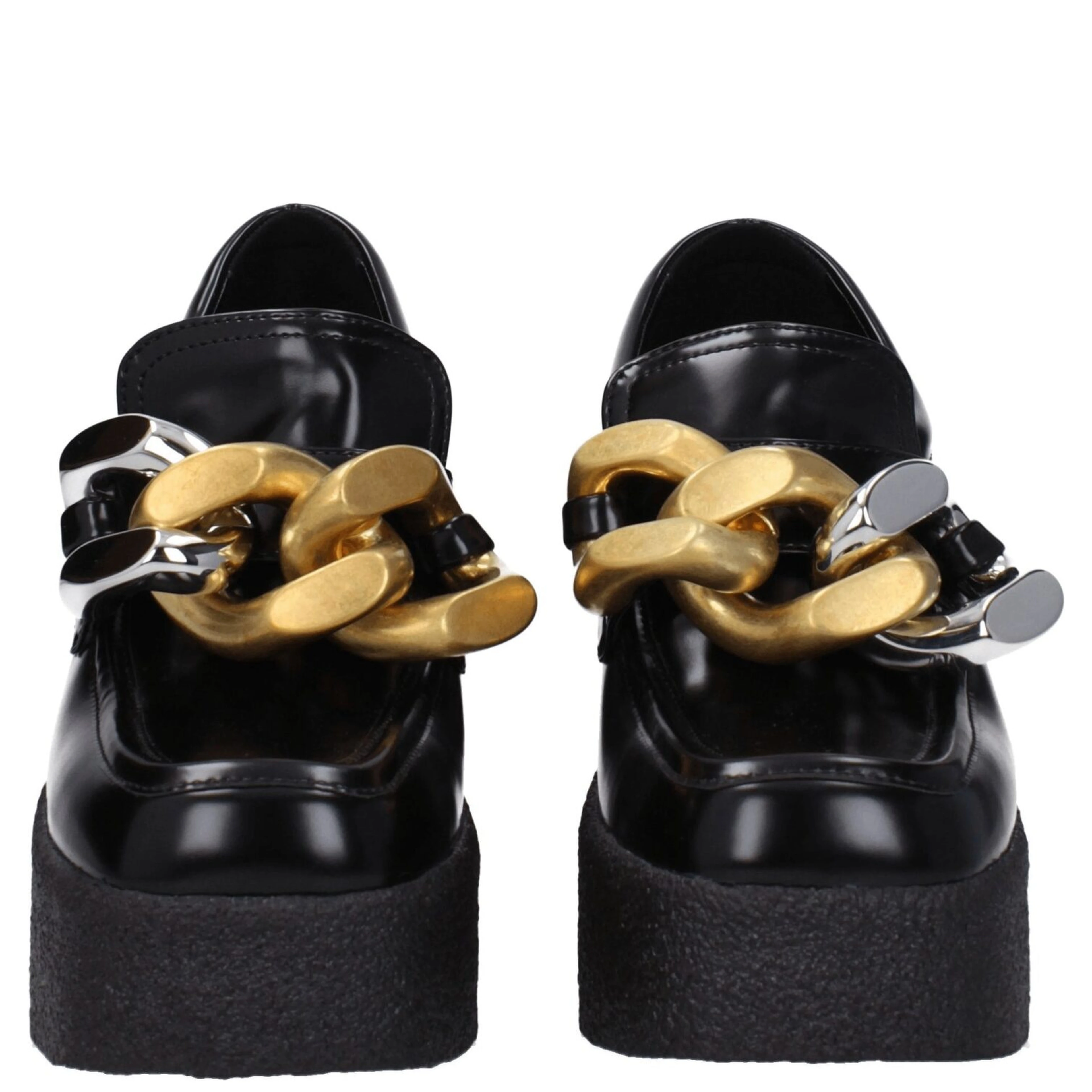Black Leather Platform Loafers