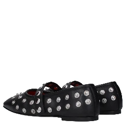 Black Leather Ballet Flats