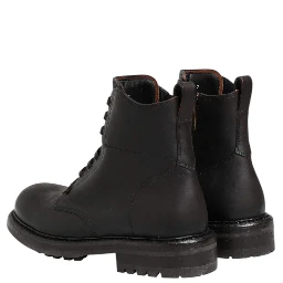 Dark Brown Leather Lace Up Mid Calf Boots Shoes