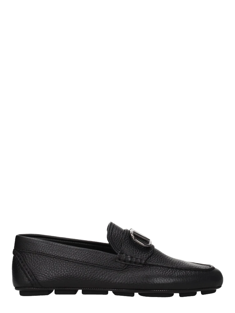 Black Leather Slip-On Loafers