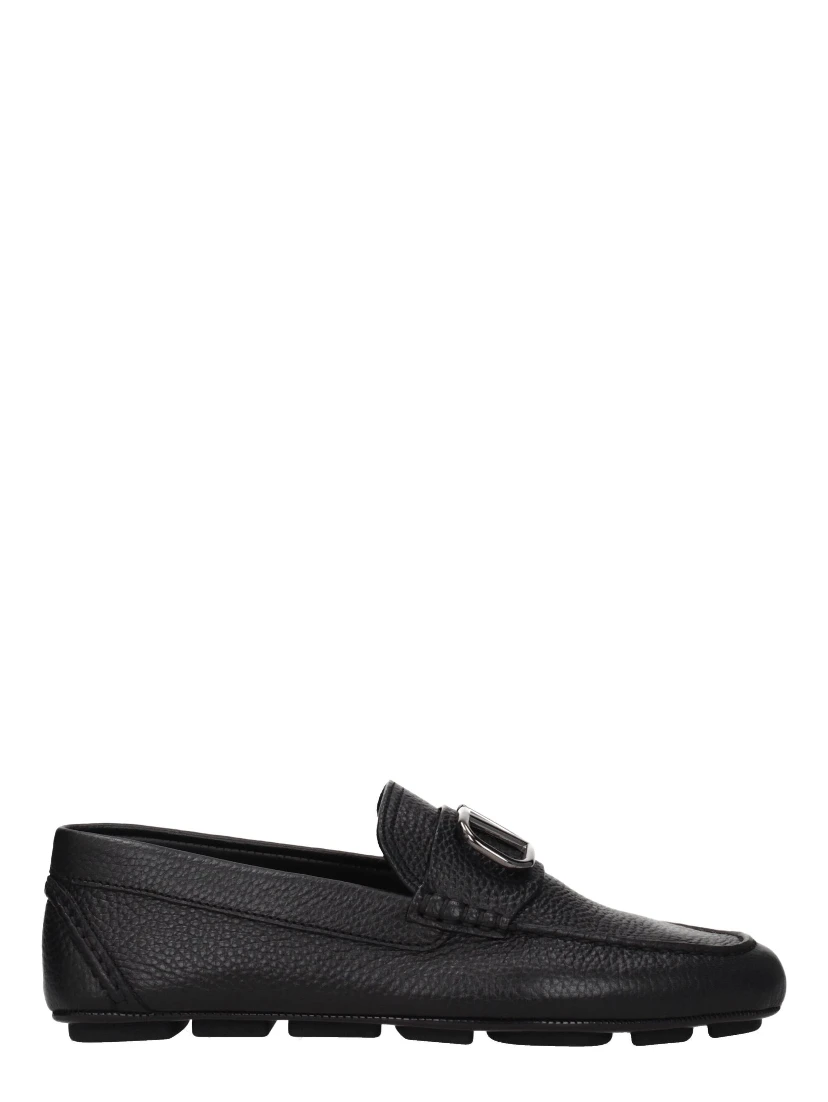 Black Leather Slip-On Loafers