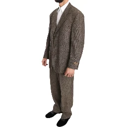 Brown Single Breasted Wool Suit