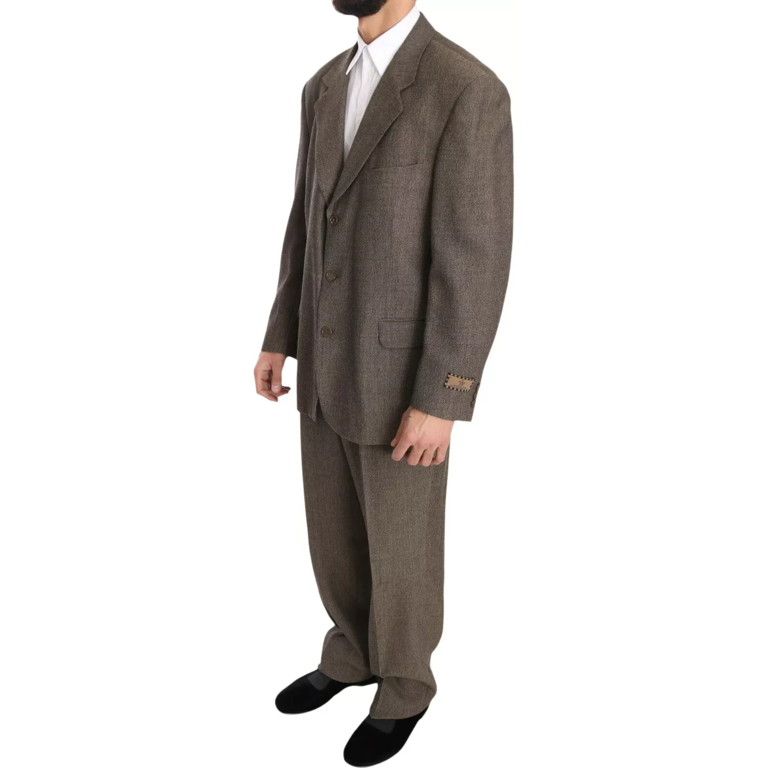 Brown Single Breasted Wool Suit