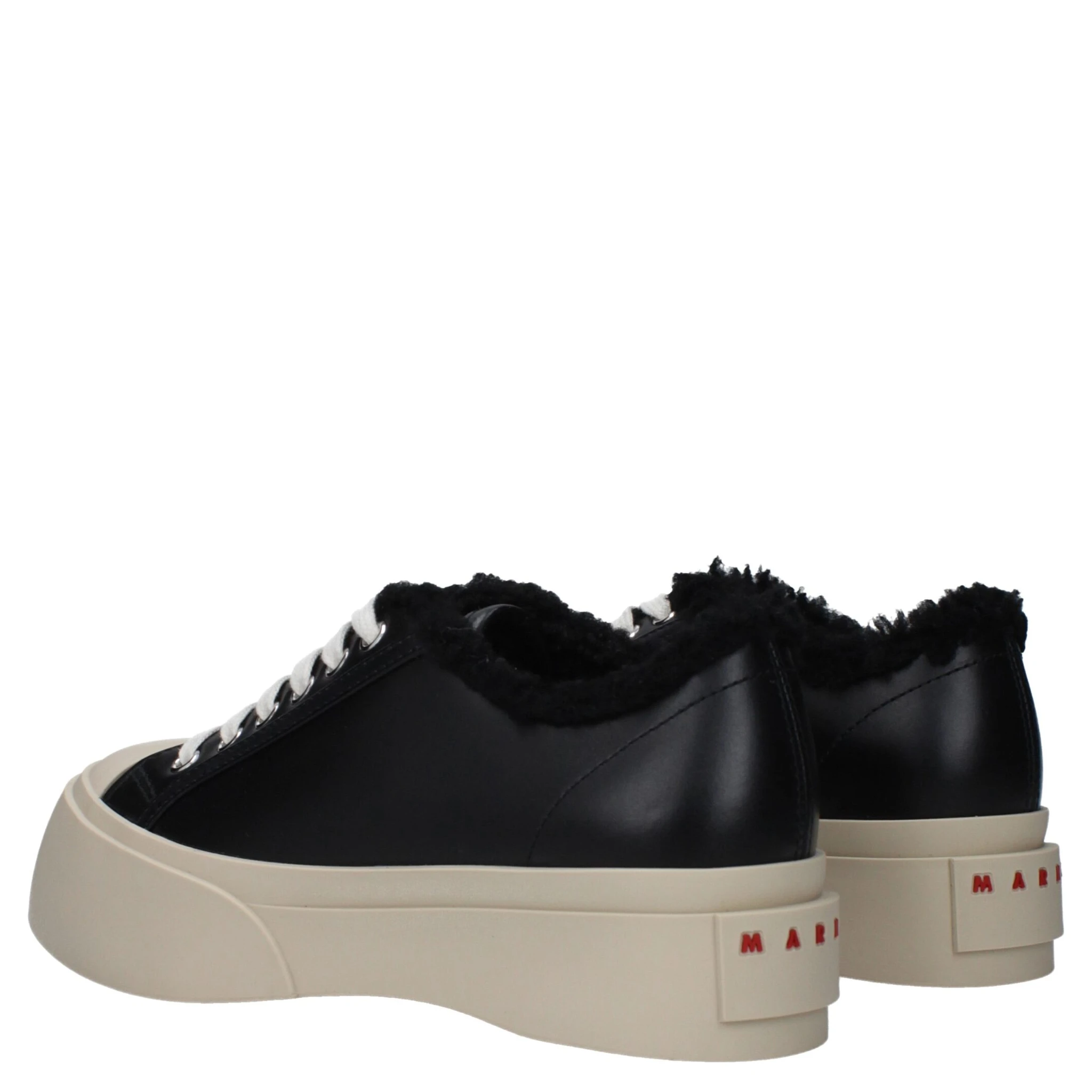 Black Leather Chunky Sneakers