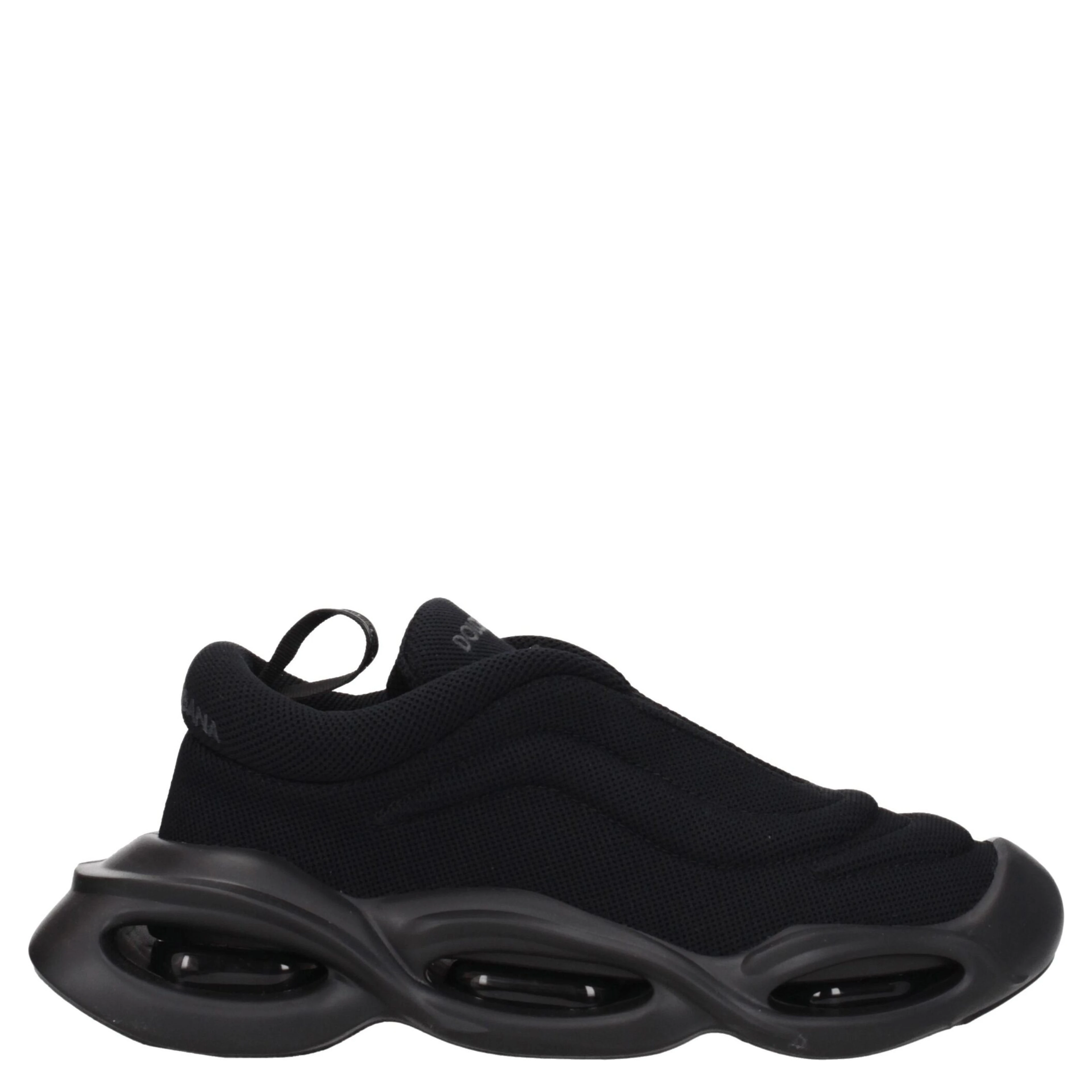 Black Fabric Chunky Sneakers