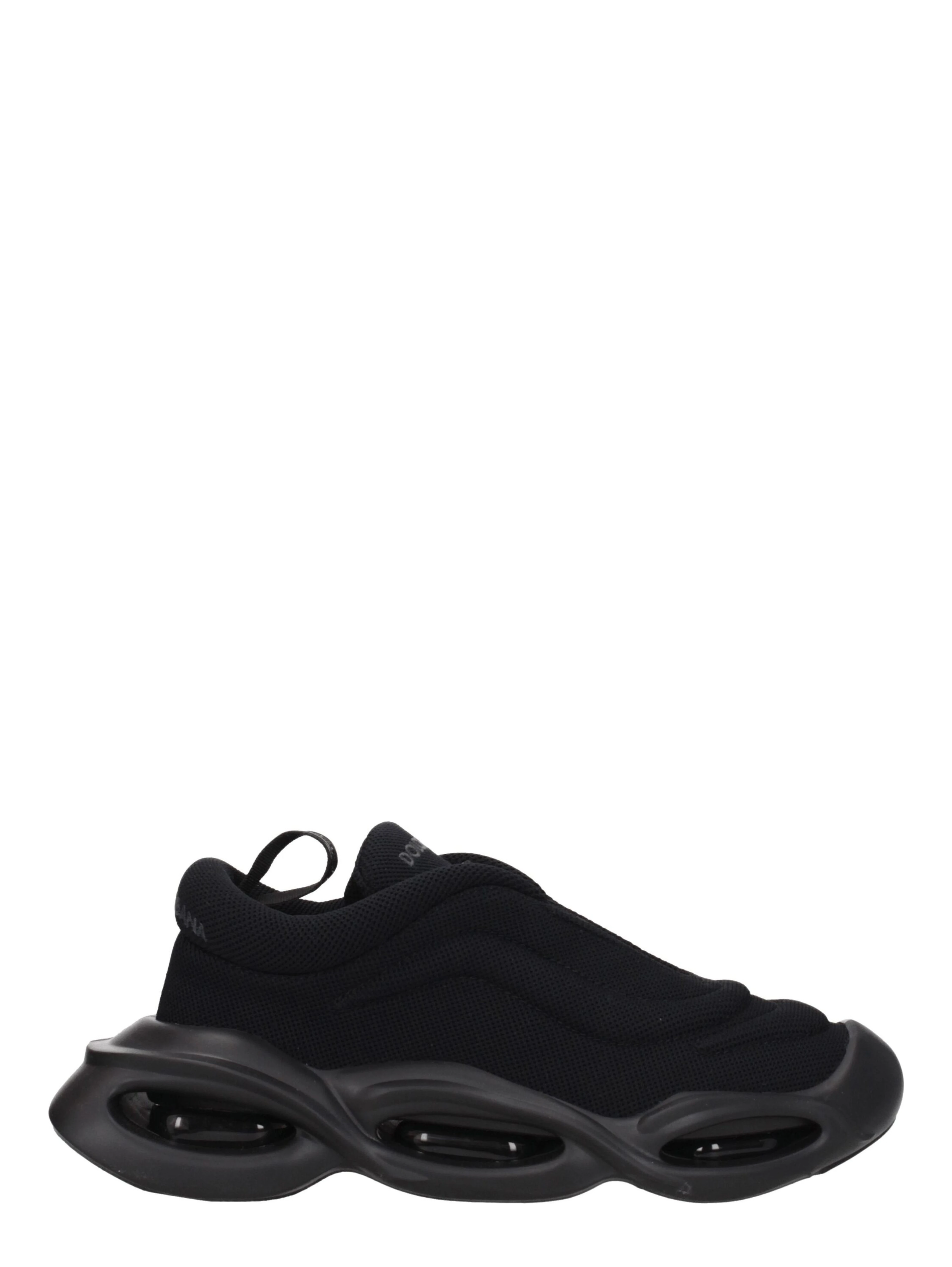 Black Fabric Chunky Sneakers