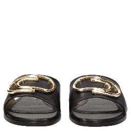 Black Leather Slippers
