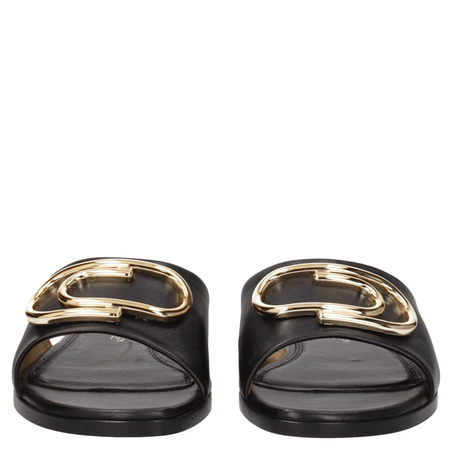Black Leather Slippers