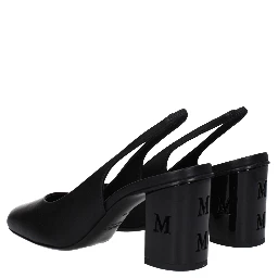 Black Leather High Heel Pumps