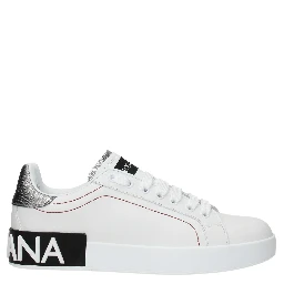 White Leather Low Top Sneakers