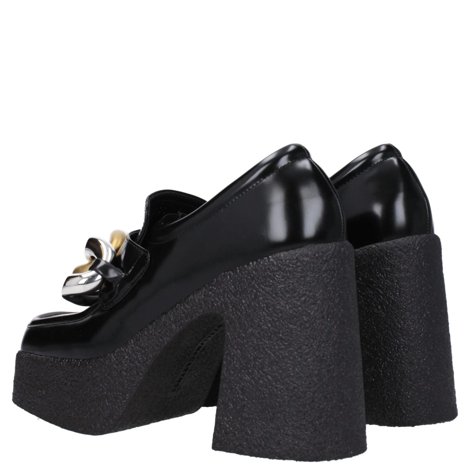 Black Leather Platform Loafers