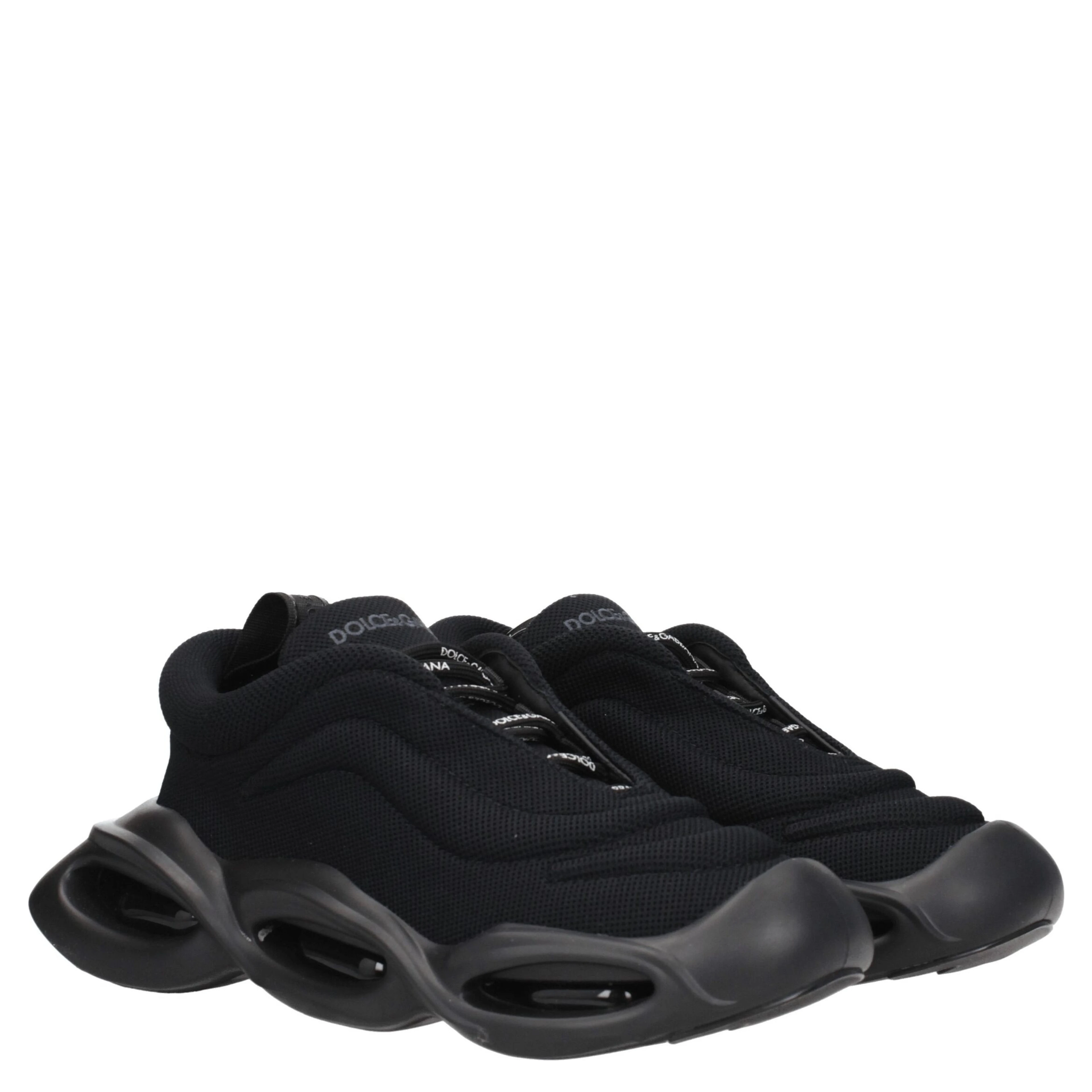 Black Fabric Chunky Sneakers