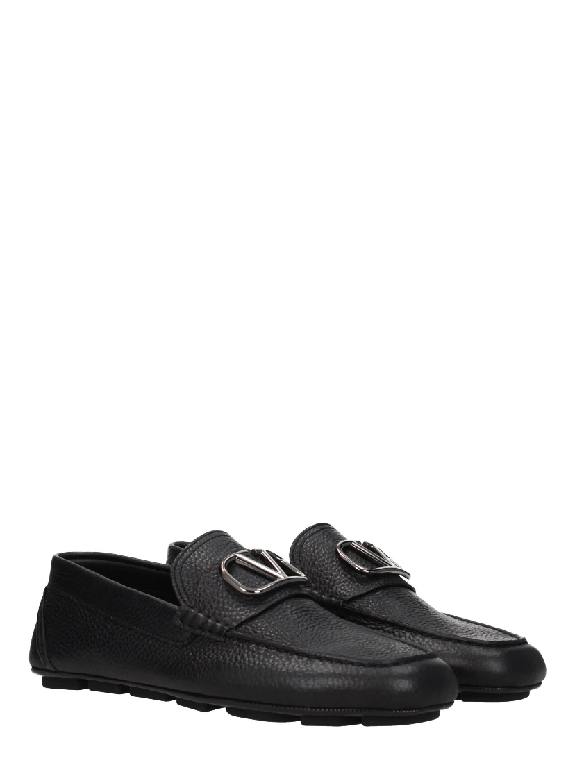 Black Leather Slip-On Loafers