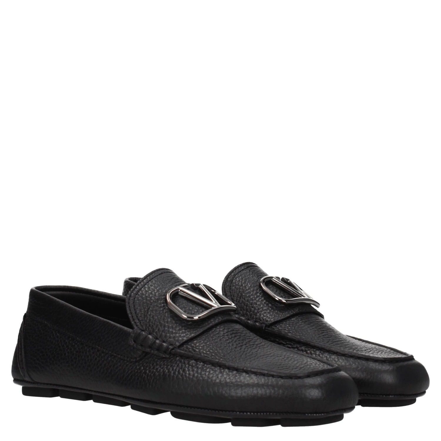 Black Leather Slip-On Loafers