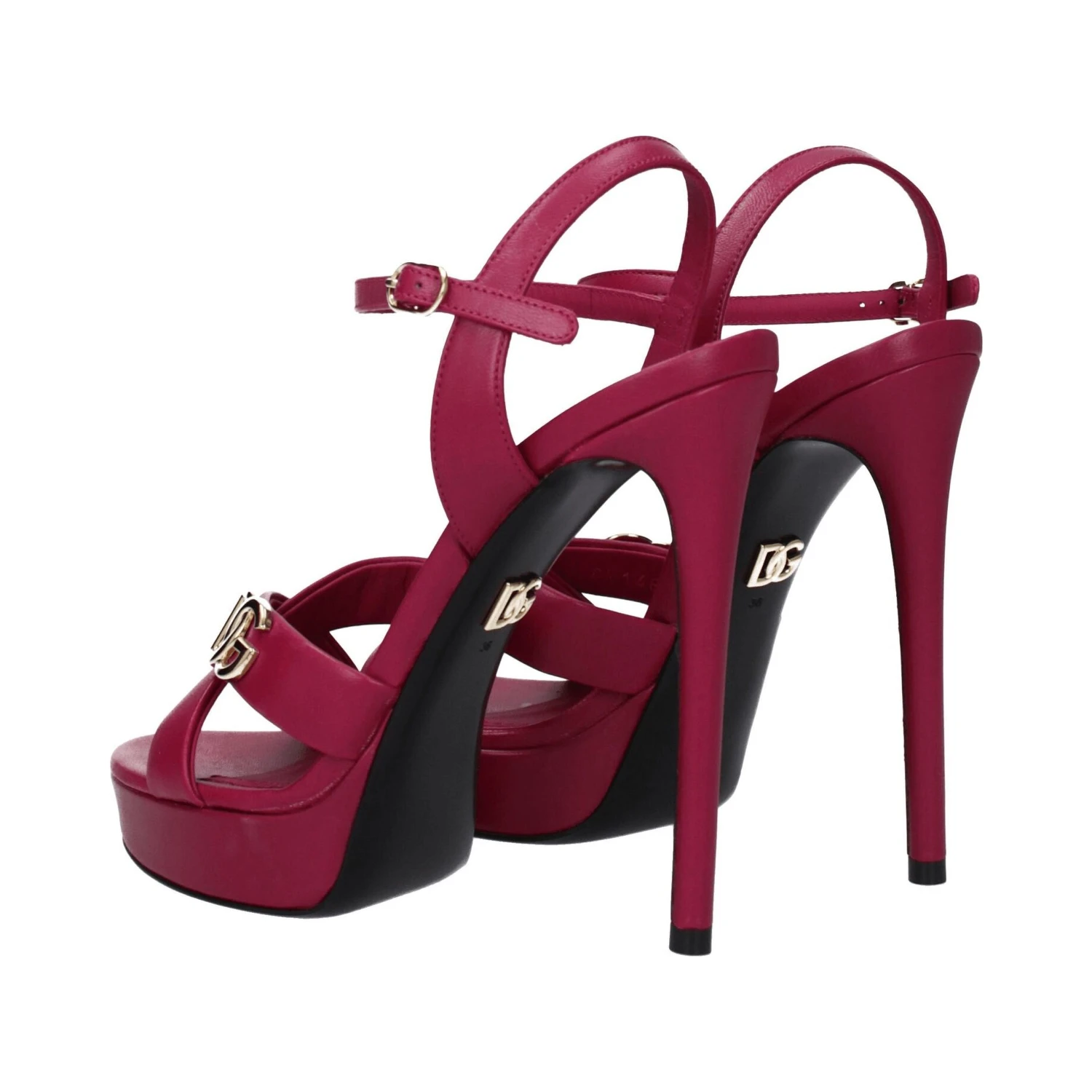 Pink Leather Platform Sandals