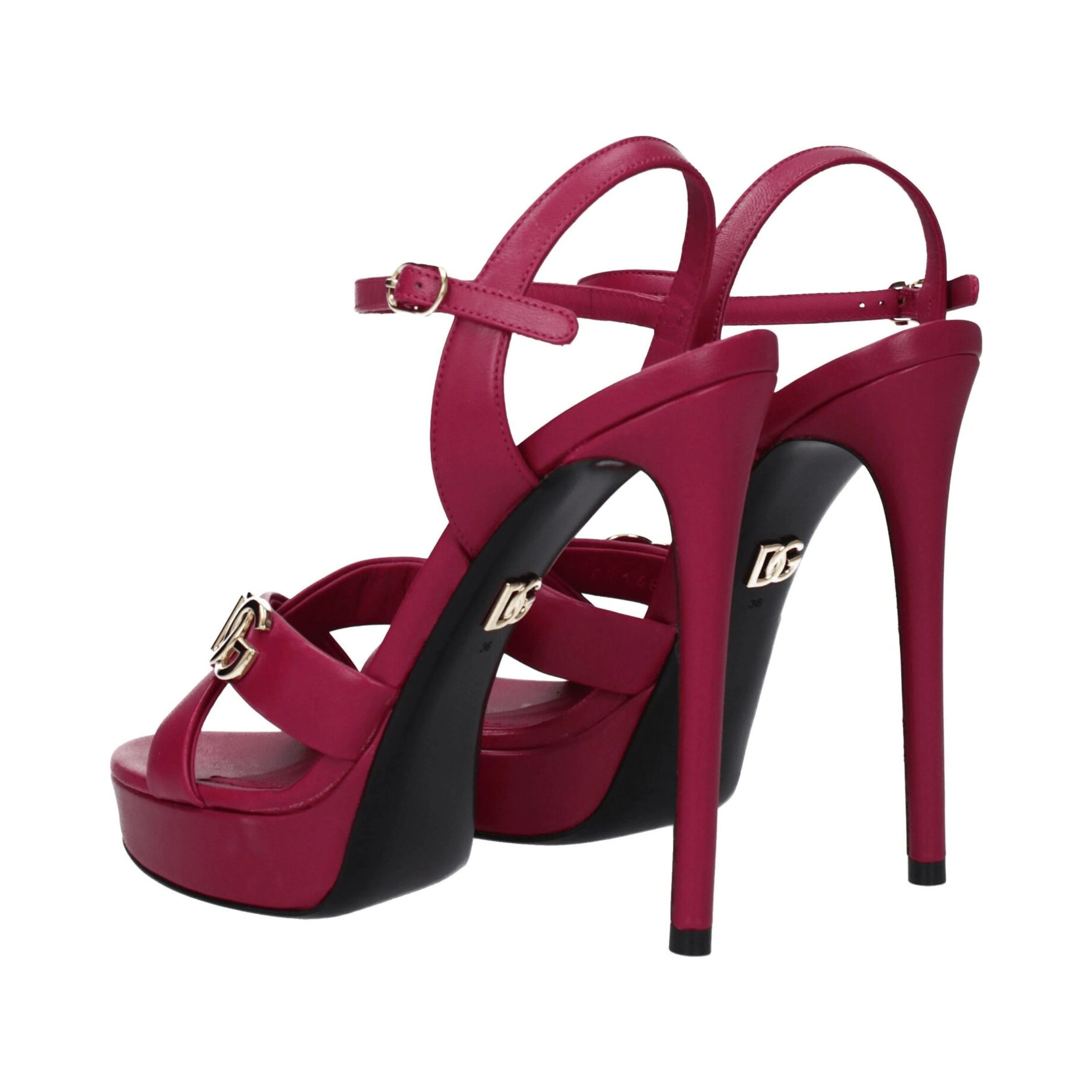 Pink Leather Platform Sandals