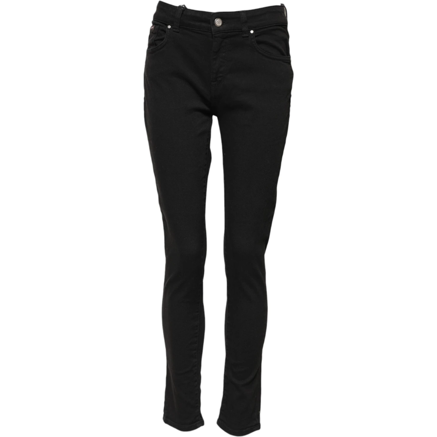 Black Cotton Skinny Mid Waist Denim Jeans