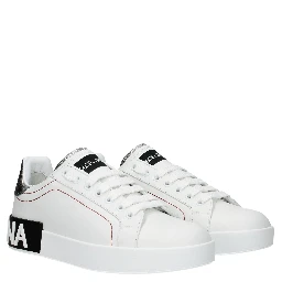 White Leather Low Top Sneakers