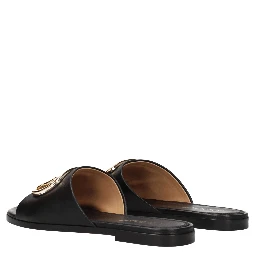 Black Leather Slippers
